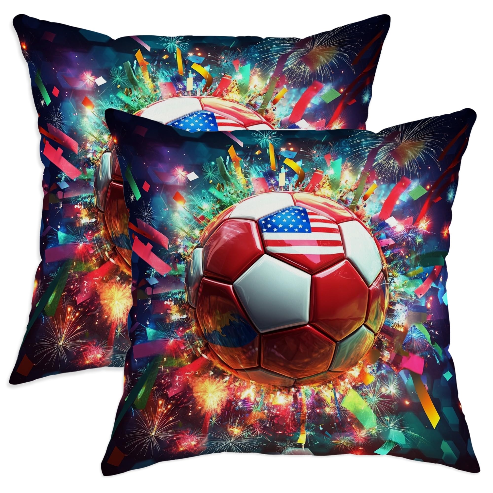Housse de coussin velours rouge 71x71 cm taie canapé football