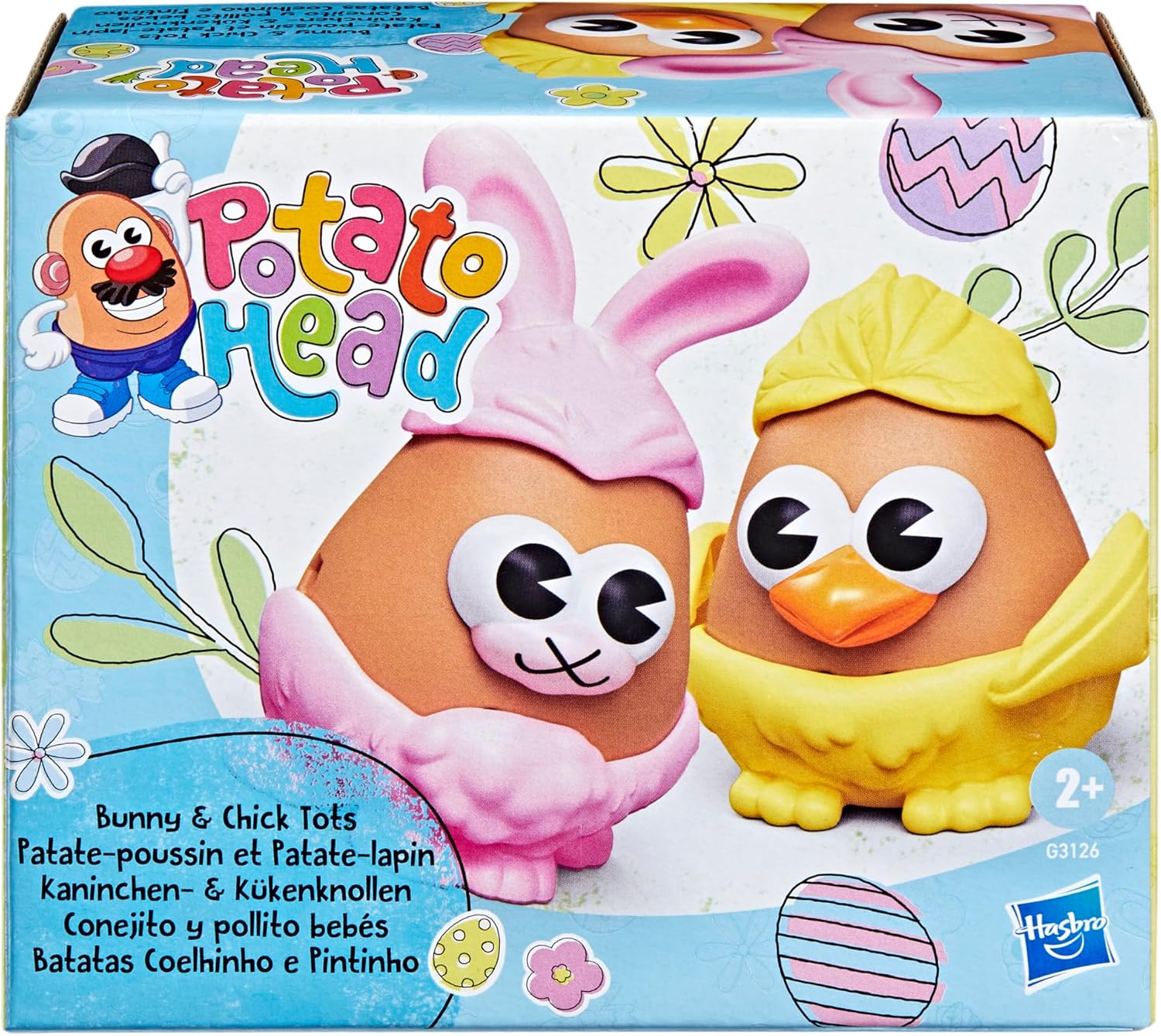 Potato Head Bunny & Chick Tots with 12 Mix and Match Pieces, Two 3-Inch Potato Bodies with 10 Accessories, Preschool Toys for Girls and Boys 2+ – Easter Basket Stuffers