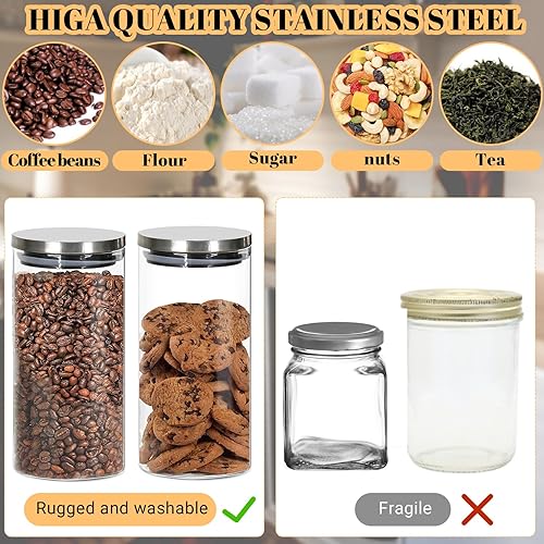 Miniatura 4 de Recipientes de café de vidrio con estante, contenedor de almacenamiento de granos de café con tapas herméticas, contenedor de café para café molido,