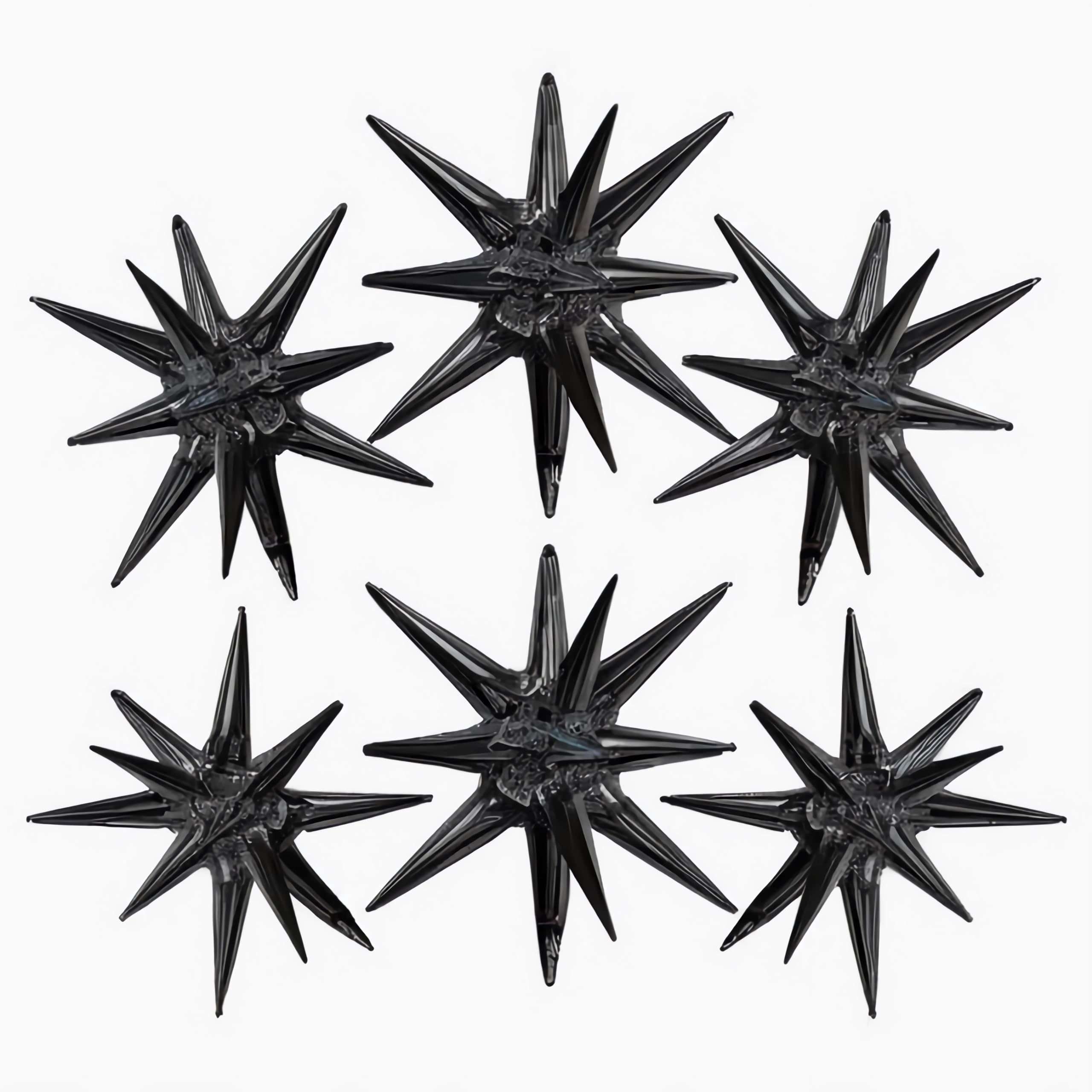 Black Star Foil Balloons,6 Pcs 22inch Huge Black Explosion Star Balloons 4D Starburst Mylar Foil Balloons for Birthday Wedding Wedding Anniversary