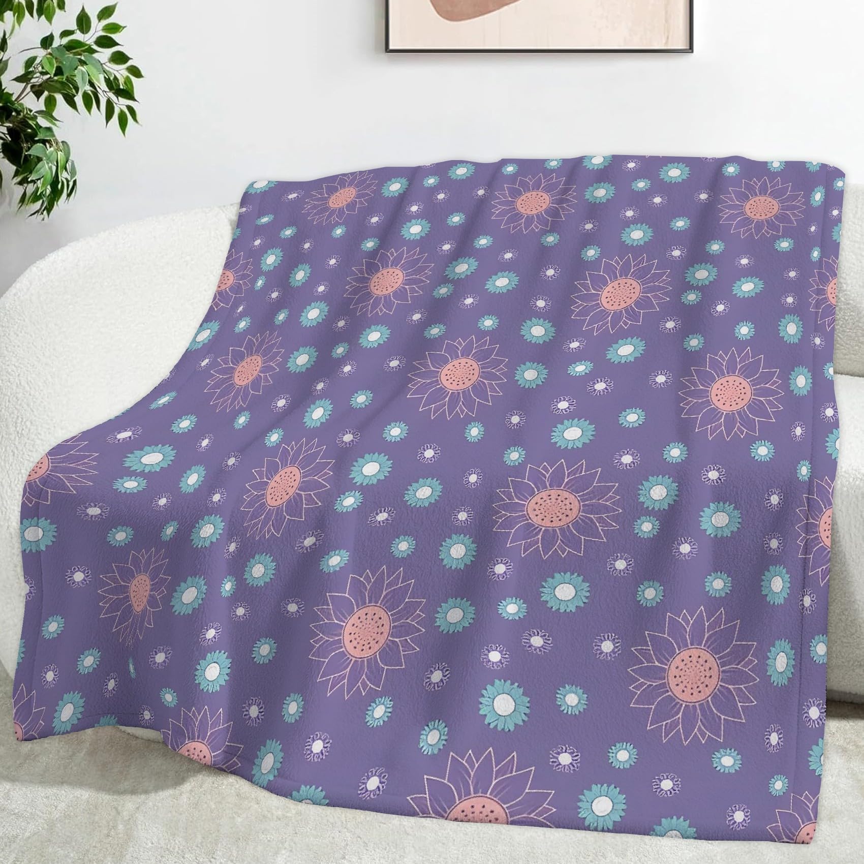 Couverture flanelle haut de gamme au motif floral raffiné