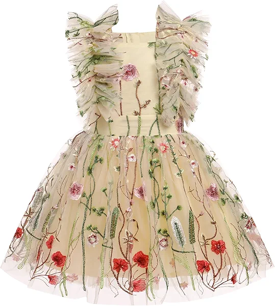 Girl Sparkly Sequins Star Dress Flutter Sleeve Tulle Tutu Teen Girl Birthday Dress Kids Wedding Christmas Outfits