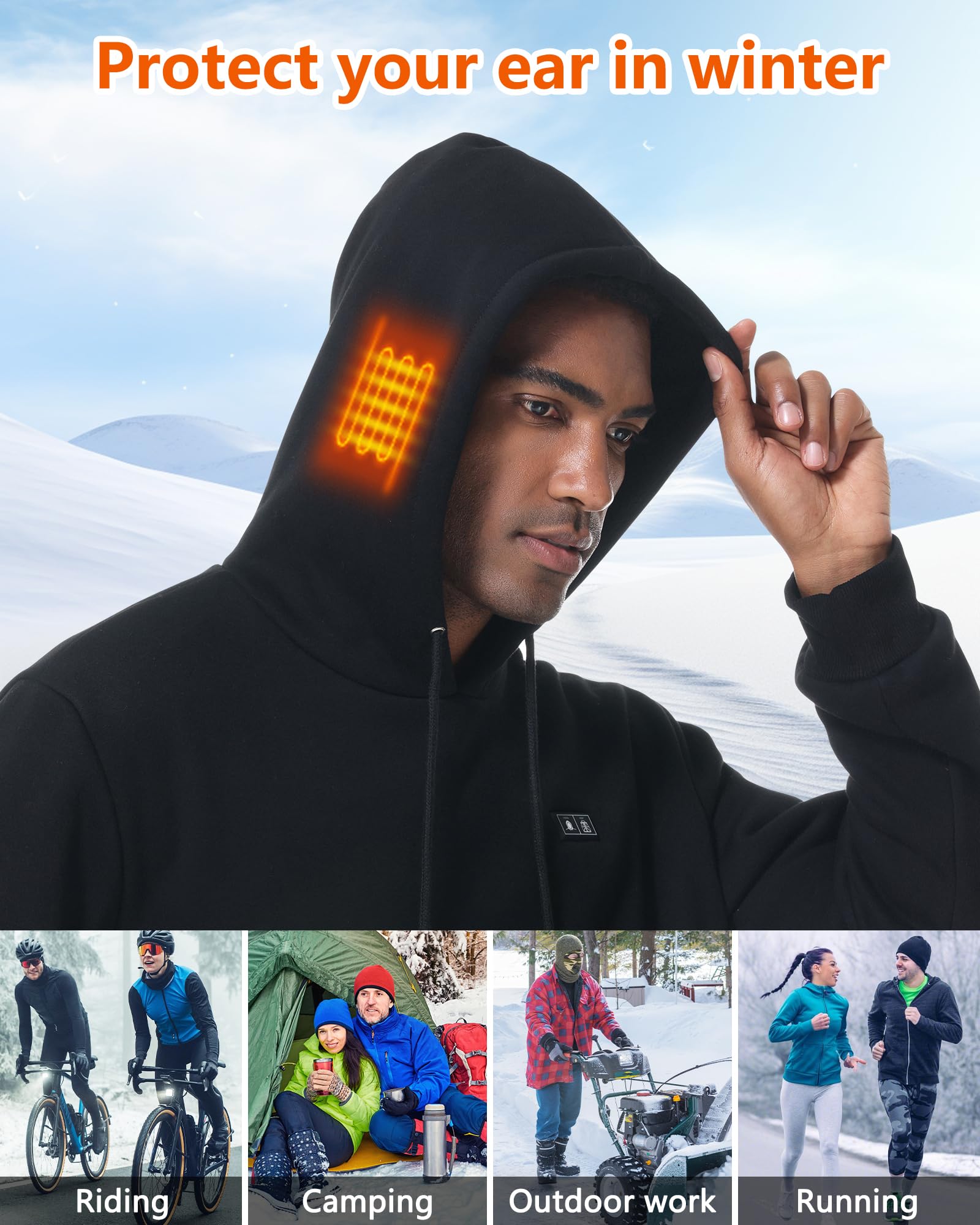 WUEAOA Gilet Riscaldato per Uomo Donna L, Inverno Caldo Esterno Ricarica USB Giacca Riscaldata Elettrico con Batteria 10000 mAh 3 Livelli di Temperatura, Lavabile,Per Campeggio, Moto, Sci, Caccia