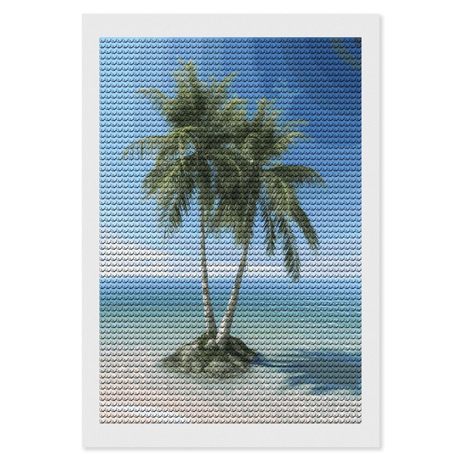 JTREHY Sea Palm Trees Diamond Art Kits Personalized DIY Round Diamond Painting Kits for Beginner Full Drill Diamonds Dots Paintings for Adults Gem Art Crafts Home Decor