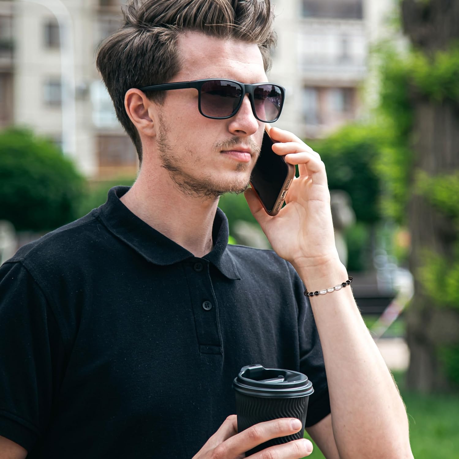 GAVU Freshwater Pearl Bracelet for Men Women, Adjustable Beaded Bracelet, Natural Crystal Bracelet for Men - Image 2