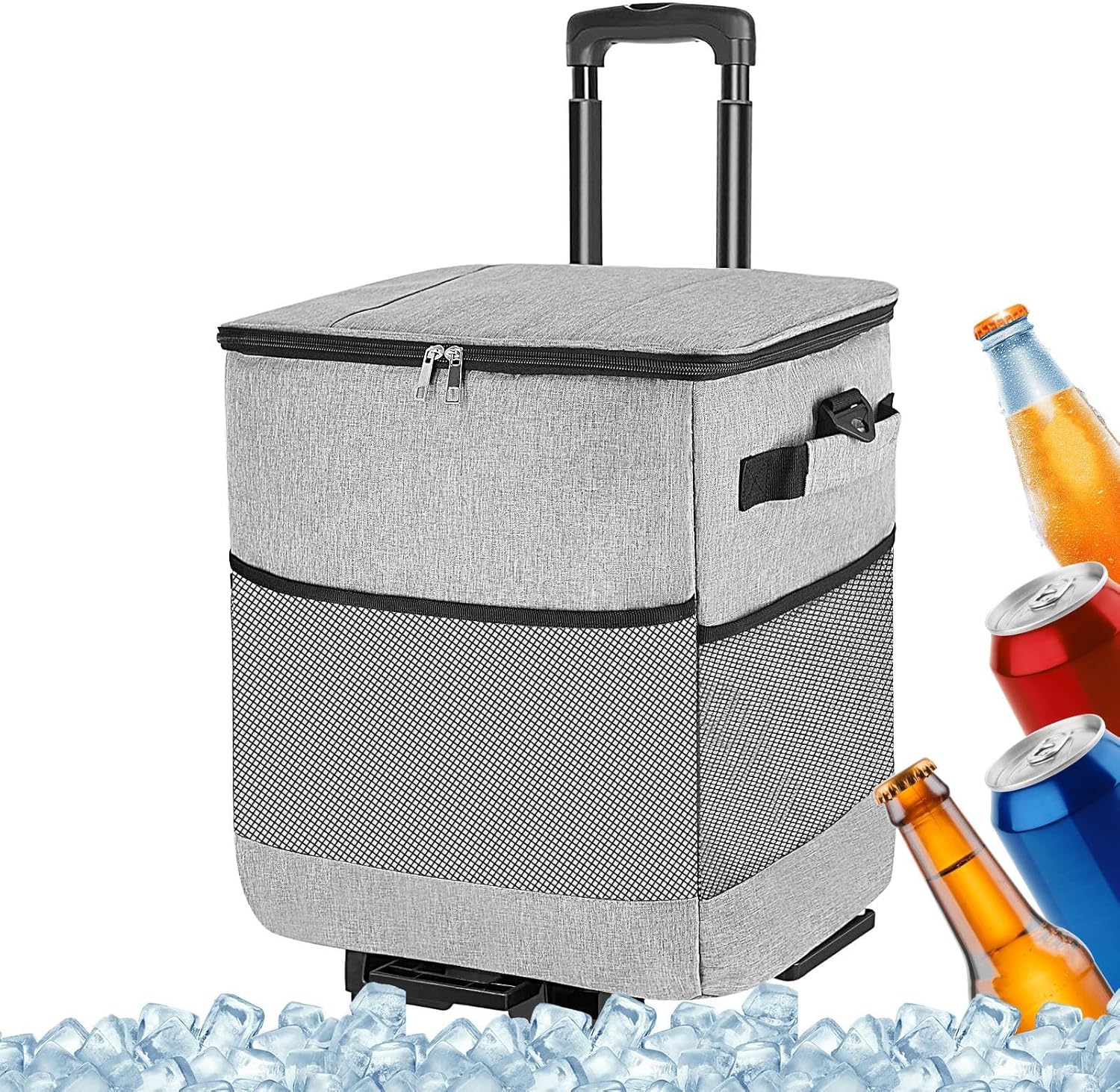 ホイール付き保冷ボックス - 保冷バッグ ホイール付き | 再利用可能 耐水加工 キャリーボックス ランチ 道中 ピクニック 旅行