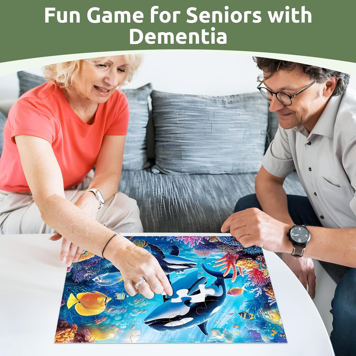 6 Pack 36 Large Piece Puzzles for Seniors, Dementia Alzheimer's Products Activities for Elderly Adults,Alzheimer’s Puzzle Memory Cognitive Games Easy Jigsaw Puzzle Gifts with 6 Storage Bags