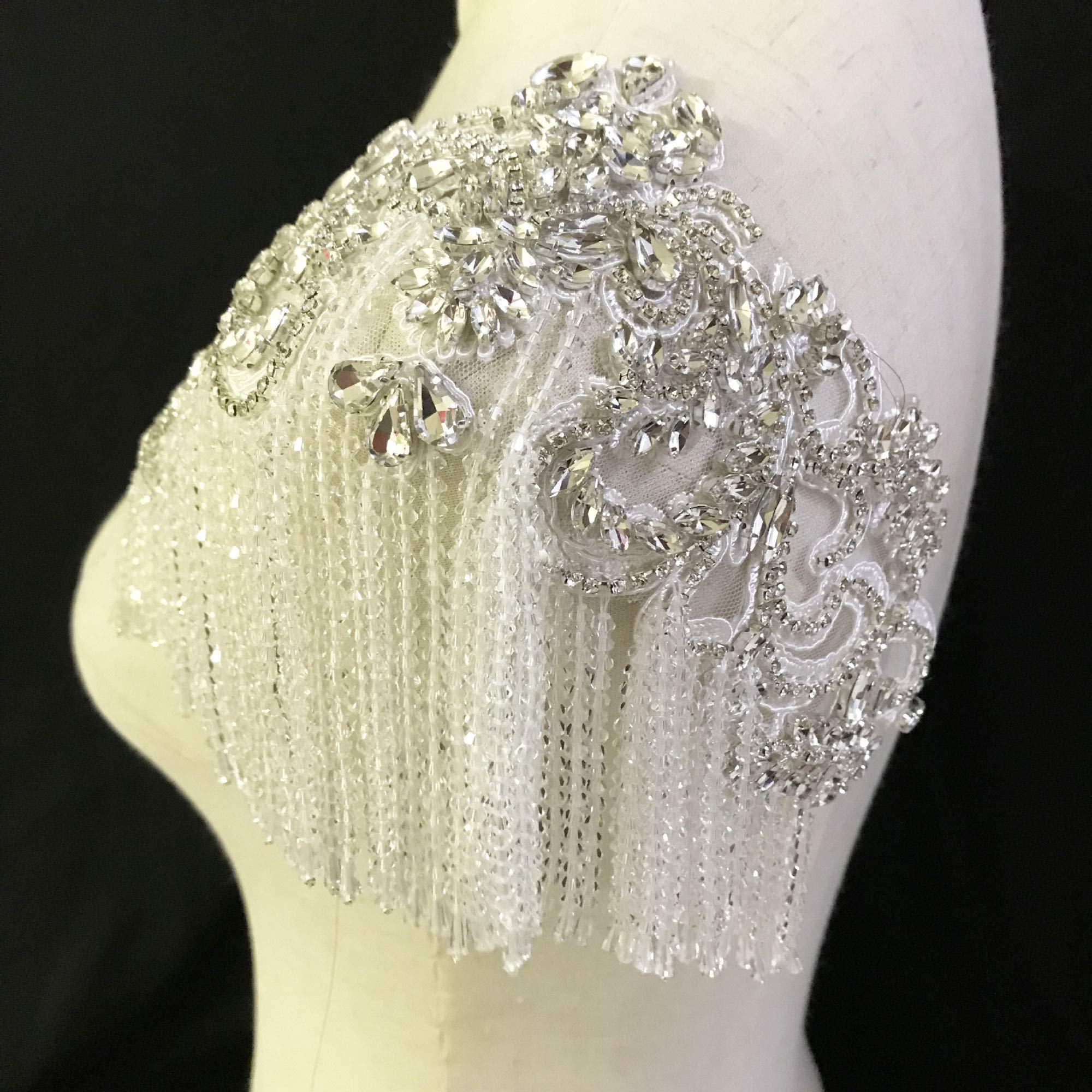 Abalorio de borla con cuentas de estrás para vestido de fiesta de graduación, borde de cristal, para vestidos de novia de playa, 1 unidad