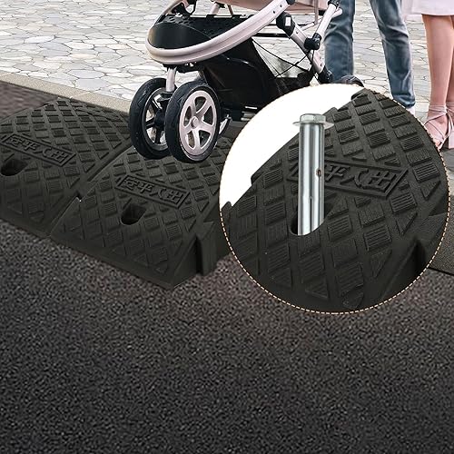 Miniatura 5 de LOEQIAN Rampa de plástico para bordillos de 6.3 pulgadas de altura de altura, rampa de umbral para carretillas elevadoras, camiones, autobuses,