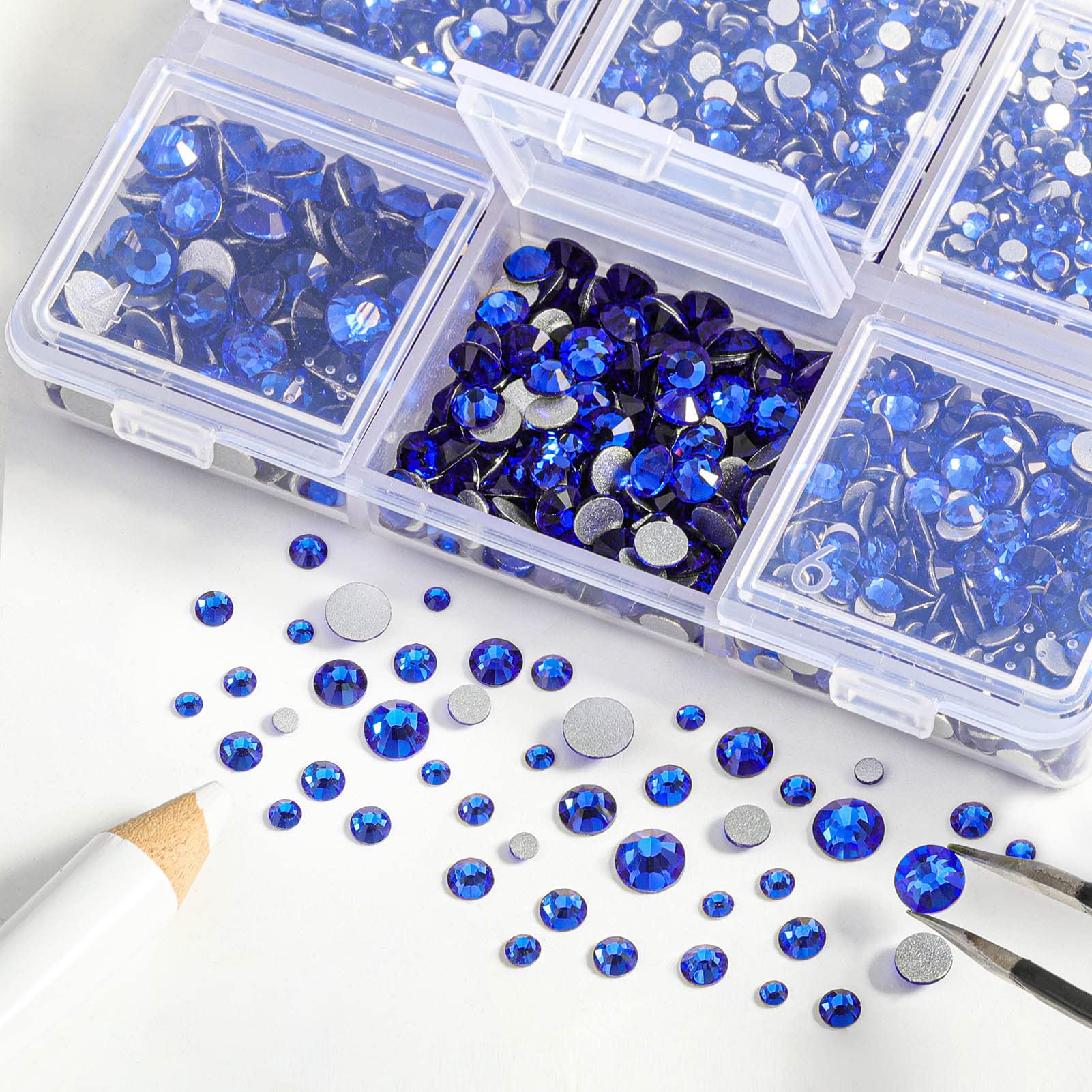 Strasssteine-Set Mit Flacher Rückseite – 12 Farben, Inkl. Pinzette & Pickingstift Für Nägel, Basteln, DIY