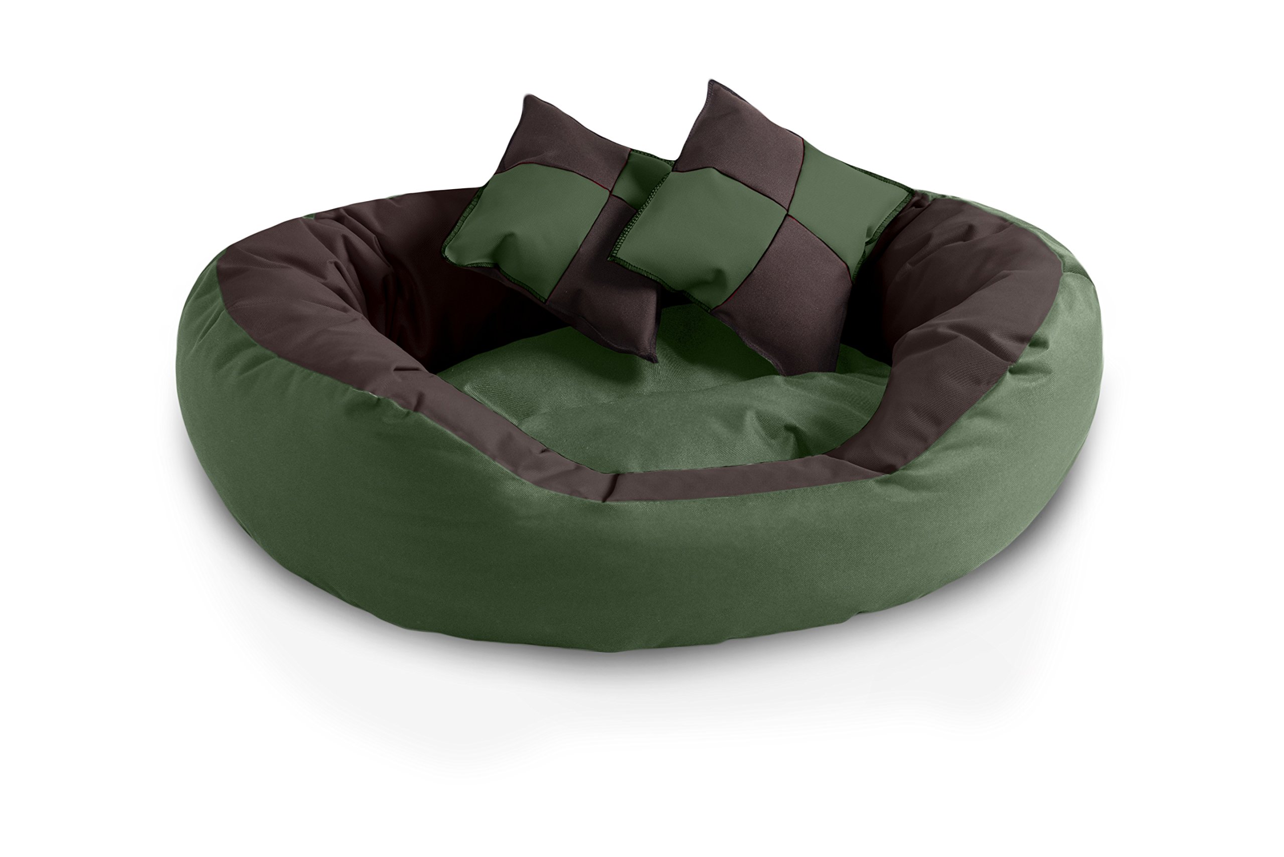 BedDog® 4in1 Letto per Cane Saba L Fino a XXXL, 7 Colori a Scelta, Cuscino, Divano, Cestino per Cane, Marrone/Verde L