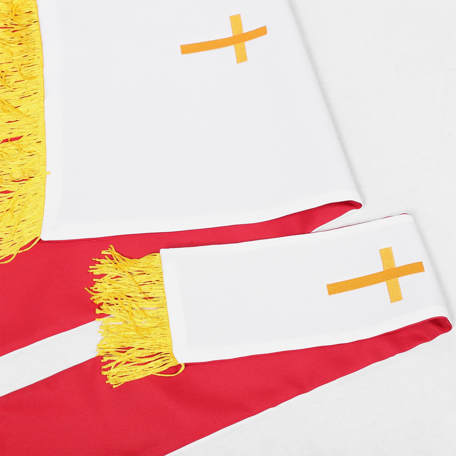 DECHOUS Set Reversibile per Pulpito e Altare con Ricamo Cristiano Rosso