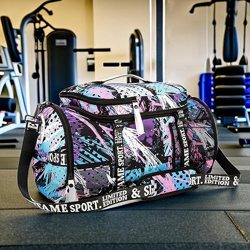Miniatura 9 de Bolsa de lona para gimnasio, mochila de viaje con compartimento para calzado, para usarla de 4 formas, para mujeres y hombres, multifuncional, capa