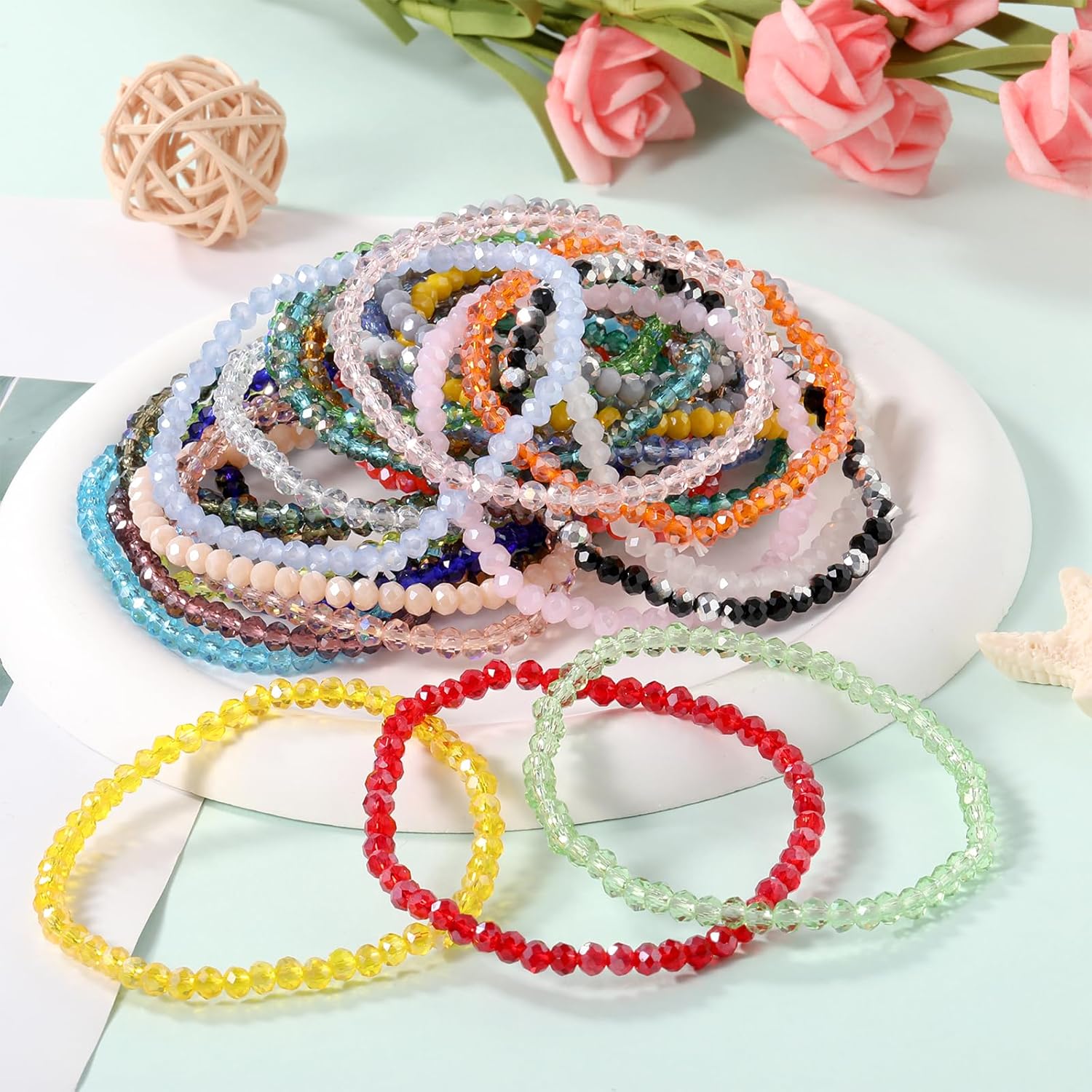 Ornaland 30 Pcs Beaded Bracelets Surfer Stretch Bracelets Set Colorful Glass Beads Bracelets Stackable Boho Bracelets Beach Friendship Bracelets Wrist Jewelry for Women - Image 3