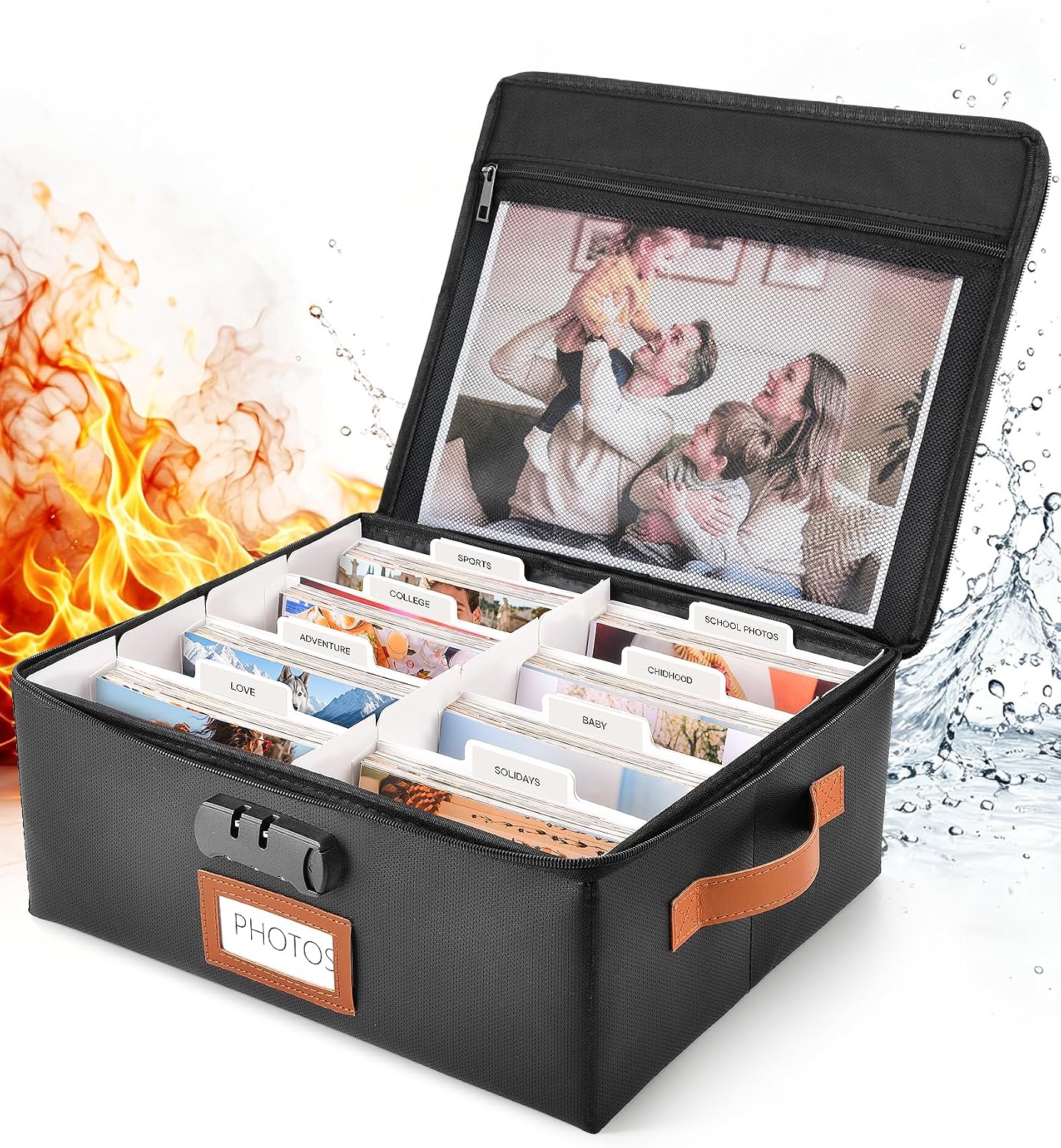 Fireproof Photo Storage Box, 2000+ 4x6 Photo Organizer with Lock