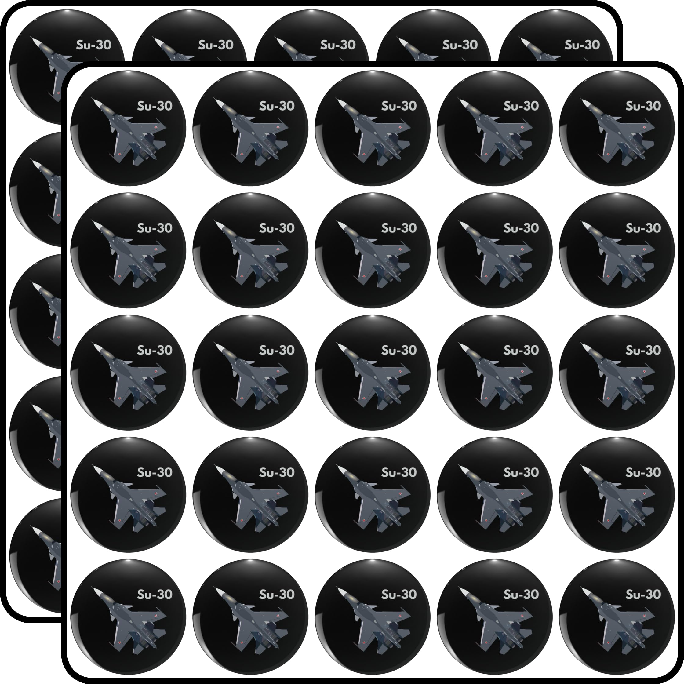 Su 30 Russian Jet Fighter 50 Pack Scrapbook Sticker - 1 Inch Small Decals for Planners, Journals, Laptops & Envelope Seals