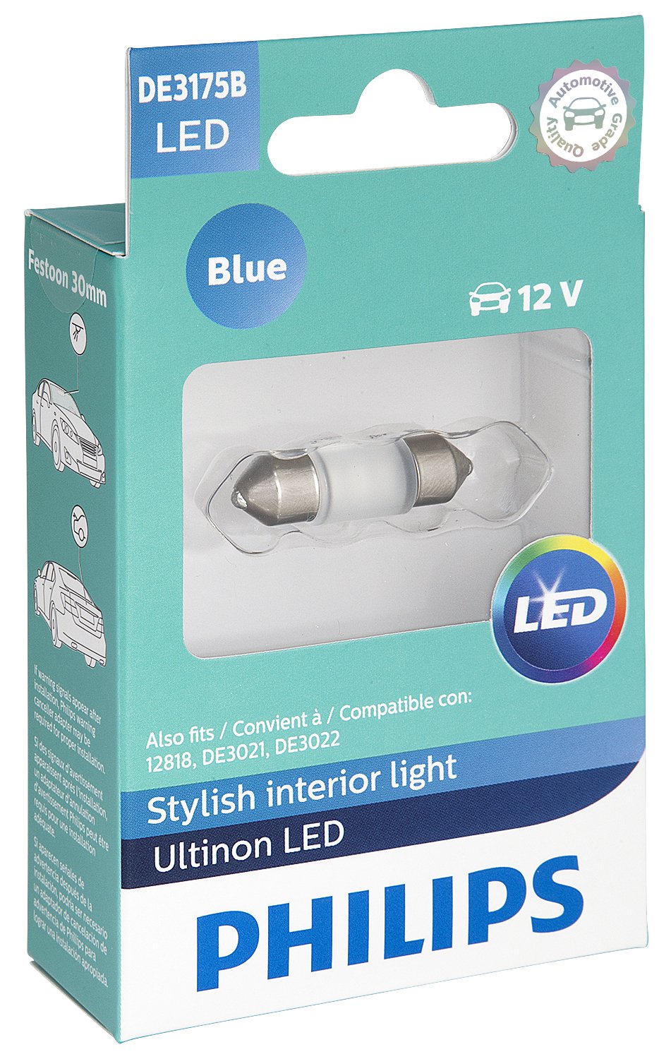 Philips DE3175BLED Ultinon LED Bulb (Blue), 1 Pack