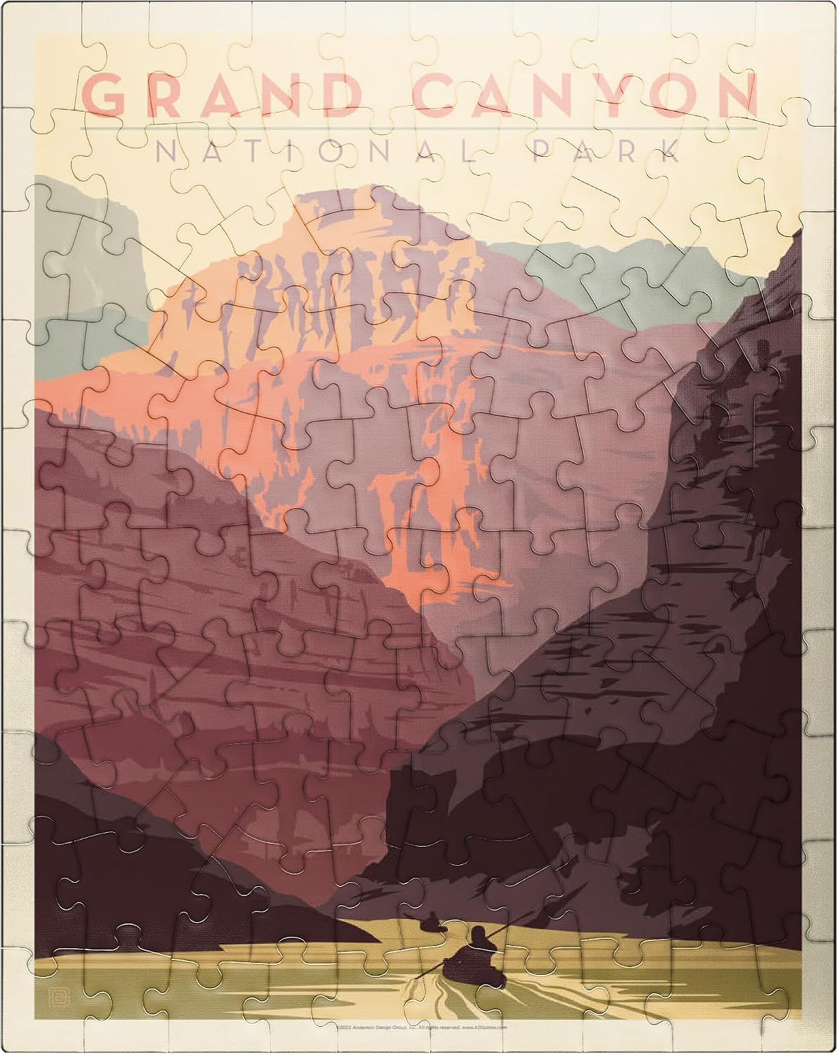 MyPuzzle Grand Canyon National Park: Kayak, Vintage Poster - Premium 500 Piece Jigsaw Puzzle for Adults