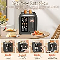Vista 7 de SEEDEEM Toaster 2 Slice, Touch Control Stainless Toaster LCD Display, 50% Faster Heating Speed, 1.4'' Wide Slots, More Timer Functions, Removable