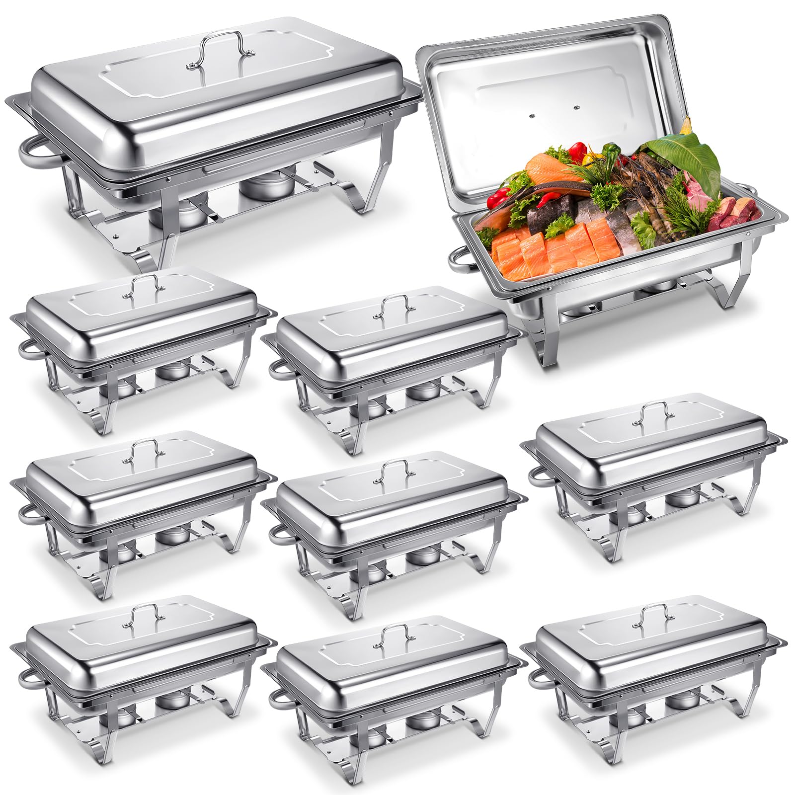 Hoolerry 10 Pack 8 Quart Chafing Dish Buffet Set 