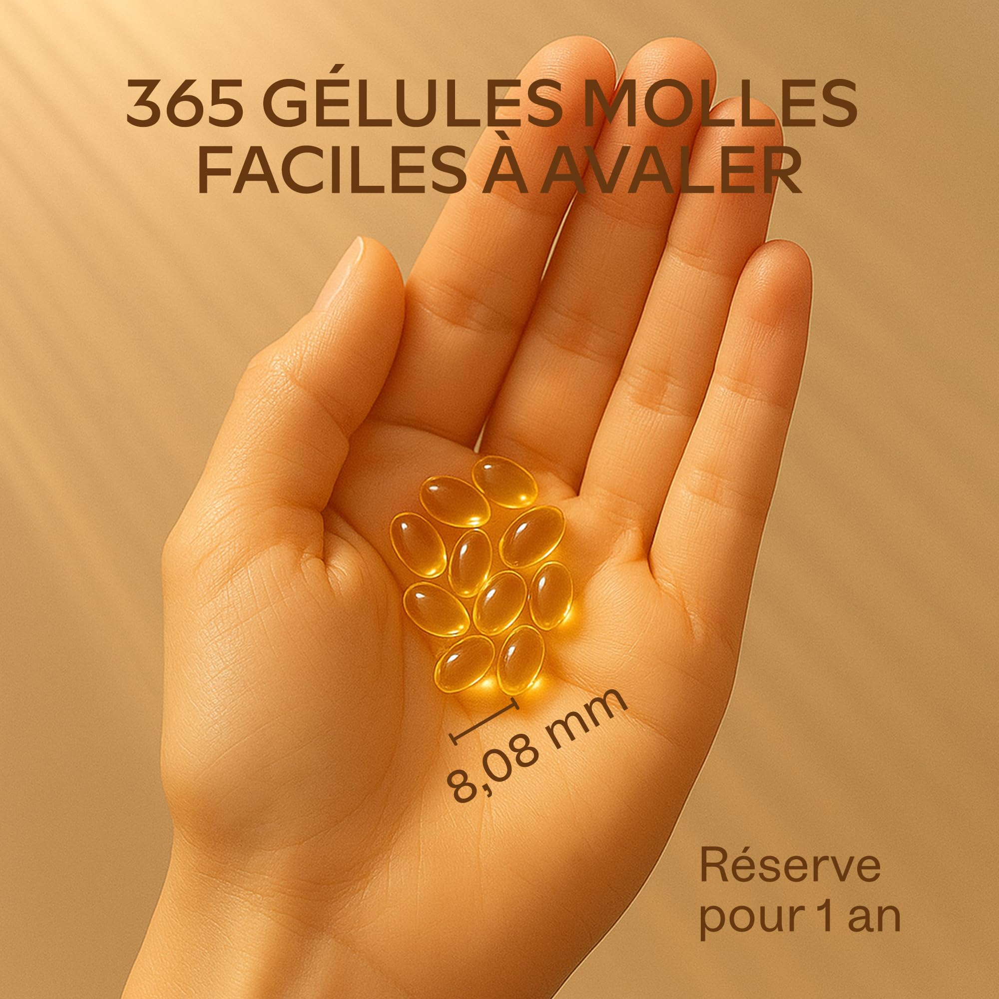 Vitamine D3 2000 UI - Vitamine D avec Huile d’Olive Extra Vierge pour Absorption Optimale - Vitamines sans OGM, sans Gluten et Lactose pour les Fonctions Osseuse, Musculaire, Immunitaire - 365 Gélules