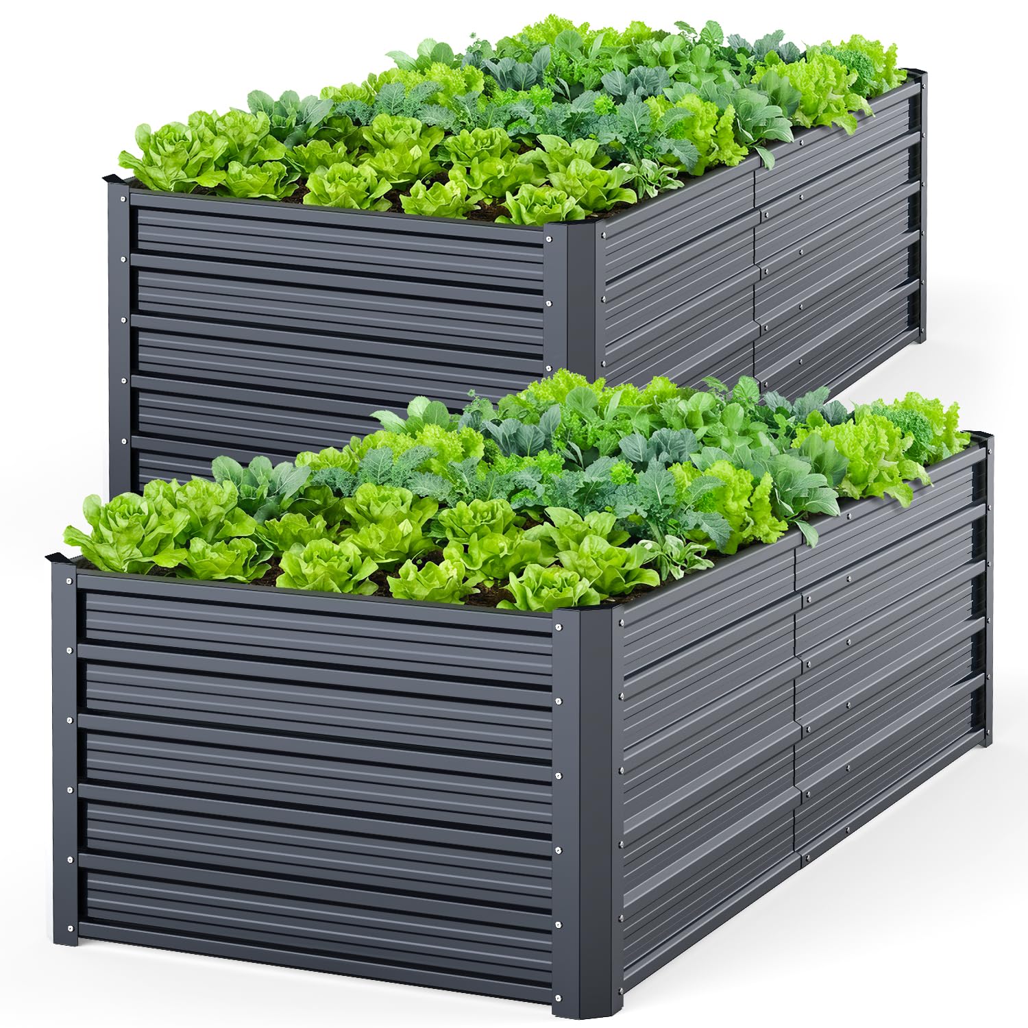 Ohuhu Hochbeet Metall 240x60x45 cm, 9-in-1 Pflanzbehälter Kit aus verzinktem Aluminium-Stahl, Hochbeete für Garten & Balkon, Pflanzkasten für Gemüse, Kräuter & Blumen Anthrazit