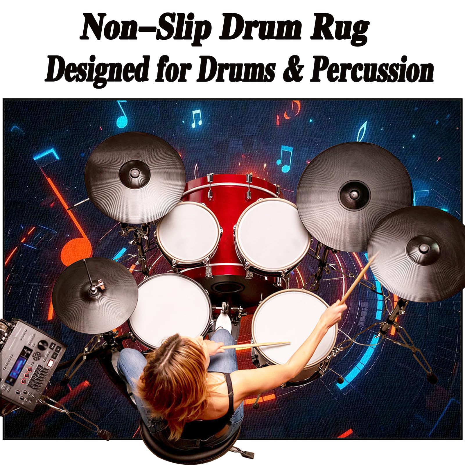 180 x 150 cm, dywan perkusyjny, dywan do perkusji, izolacja akustyczna, profesjonalny elektroniczny zestaw do perkusji jazzowej, perkusji basowej, werbla, perkusji i innych instrumentów