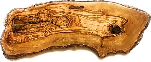 Tabla de queso de madera de olivo de grano final rústico hecho a mano de 16 pulgadas, bandeja de embutidos de madera, corte, corte, porción, regalo