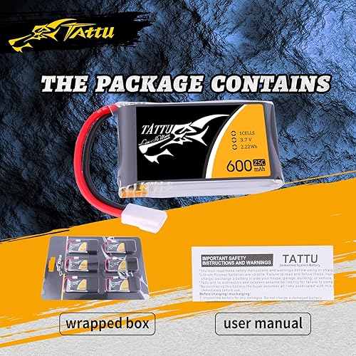 Miniatura 7 de 6 piezas Tattu 37V 600mAh Paquete de baterías LiPo 25C 1S con conector Molex Enchufe para Syma X5X5C X5SW dron cuadracóptero