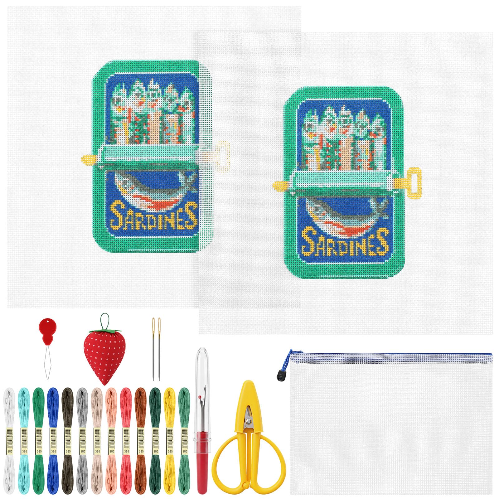 XunYee 25 Pcs Sardine Squad Needlepoint Kit for Beginners Adults Starters