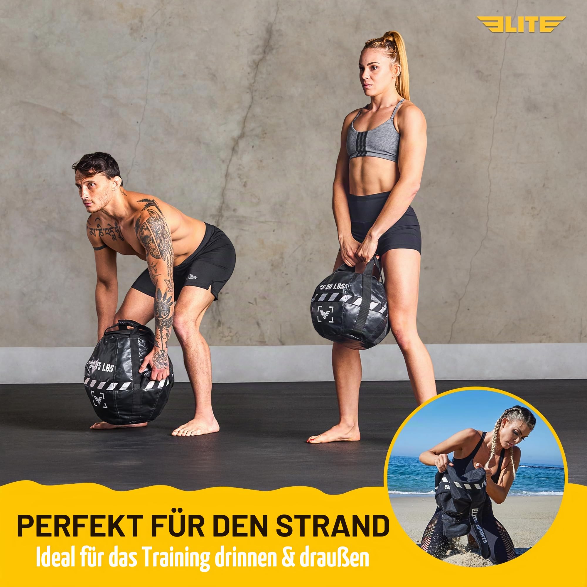 Kettlebell Sandsack - Heavy Duty Sand Weights Bag for Cross Training, Krafttraining, Workout, Functional Fitness, Adjustable Weight, Durable Training Equipment for Home & Gym (Ungefüllt)