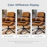 HomeZeer Brown Office Chair, Memory Foam Seat Mid Century Modern Desk Chair | 3.9" Sloped U-Shaped Memory Foam Cushion, Granular Linen Fabric, Lumbar Support, 1.2mm Sturdy Metal Tube, 400LBS Capacity