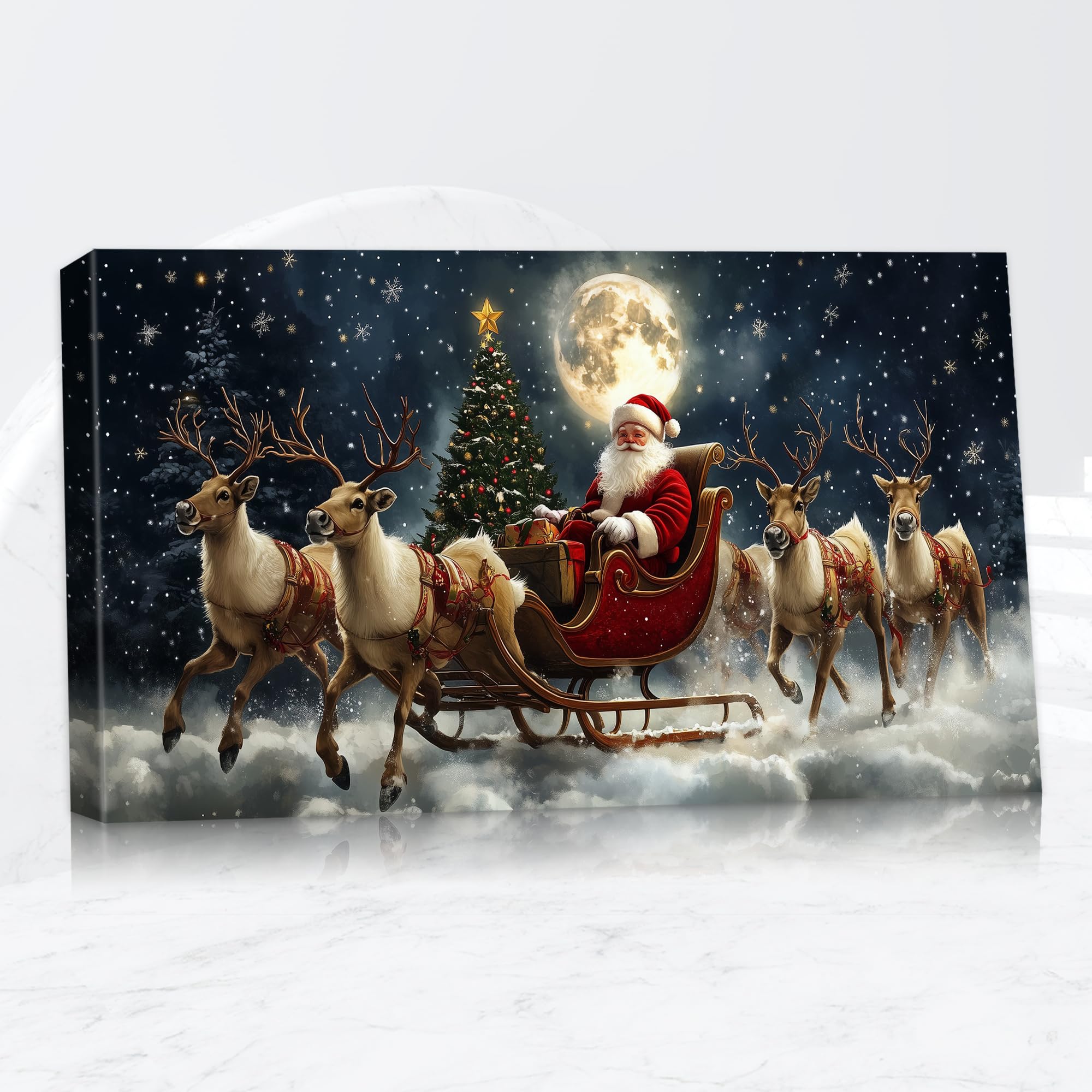 サンタとトナカイ　シーグラスアート／天然石／フレーム／クリスマス／サンタ シーグラスアート まめたろう☆様 オーダーページ まめたろう