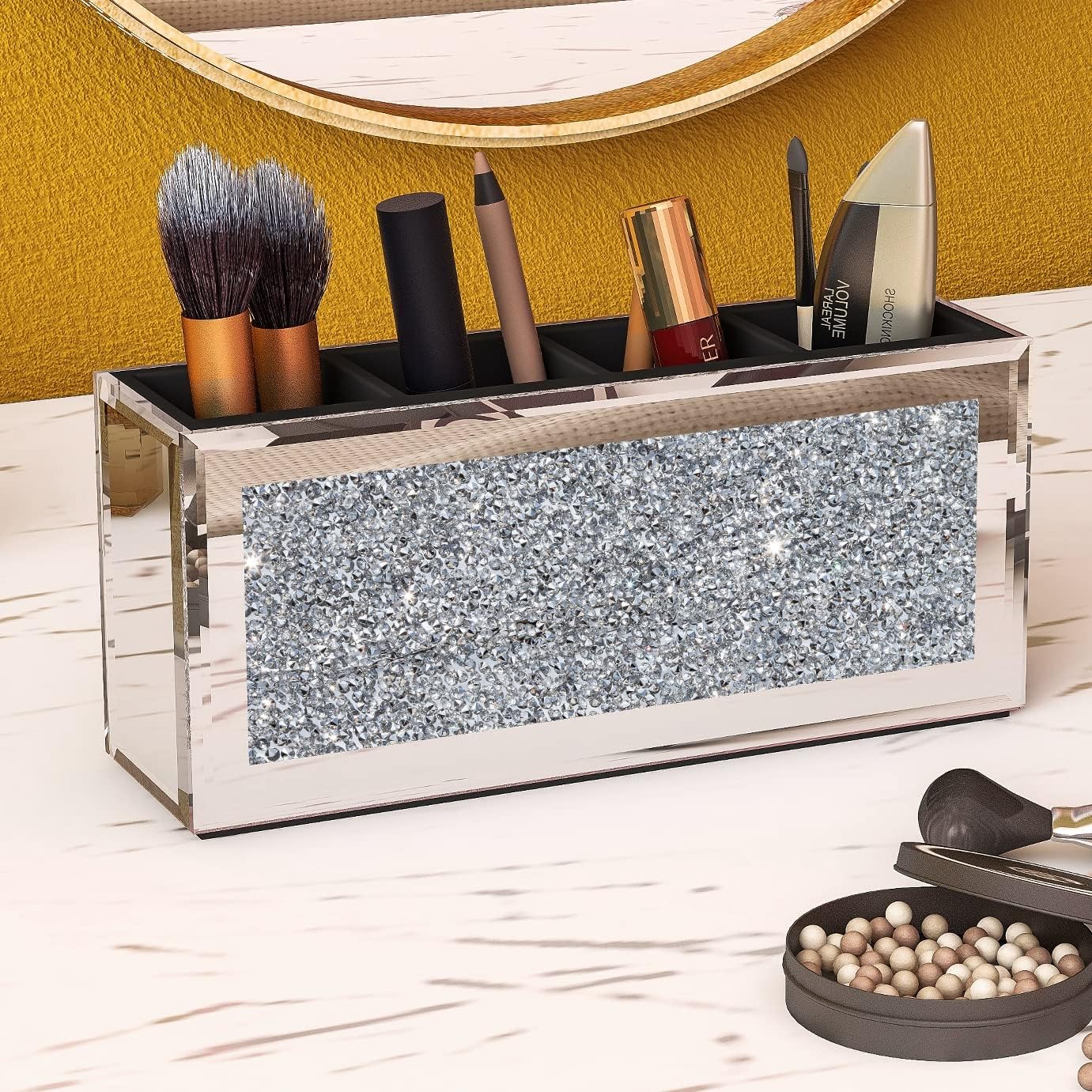 SHYFOY Makeup Brush Holder, Mirrored Makeup