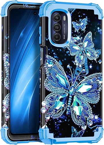 Miqala Funda para Moto G Stylus 2022 5G4G, brillante en la oscuridad, tres capas de plástico duro resistente a prueba de golpes + funda protectora