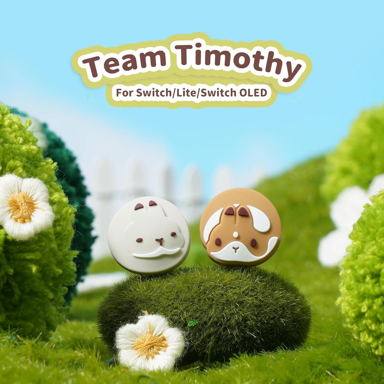 GeekShare Thumb Grip Caps Compatible with Switch/OLED/Switch Lite, 4PCS Cute Silicone Joystick Cover - Team Timothy Design - Image 2