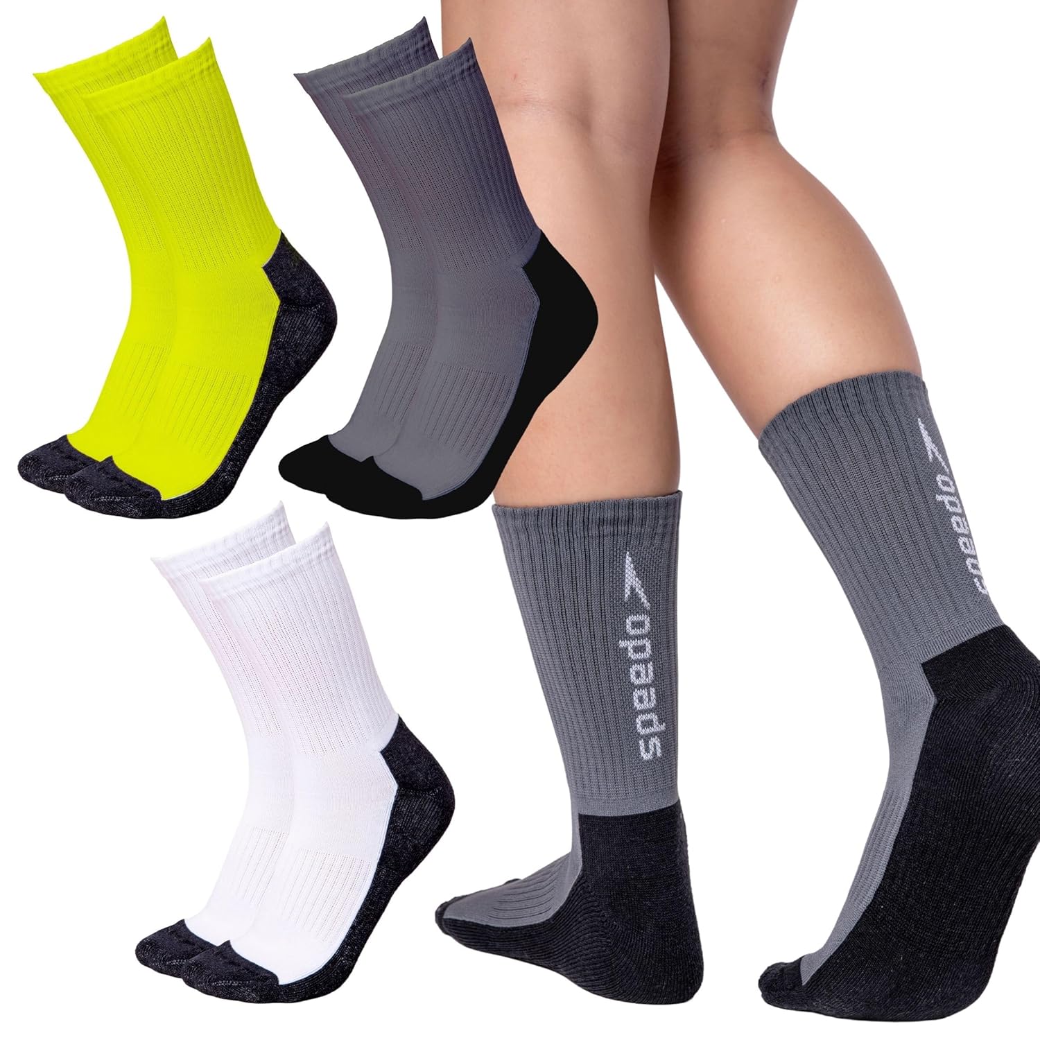 Kit 03 Pares de Meia Speedo Cano Médio Atoalhada Faixa Tensora Esportiva Masculino Adulto