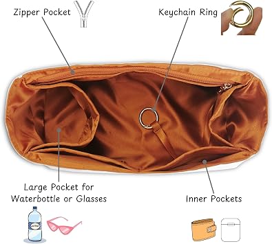 Organizer for Birkin 25,30,35,40,42,45,50, Lightweight Bag Insert, DupontPaper and Satin Silk Liner, 34 Interior Colors(BK 30, Brown)