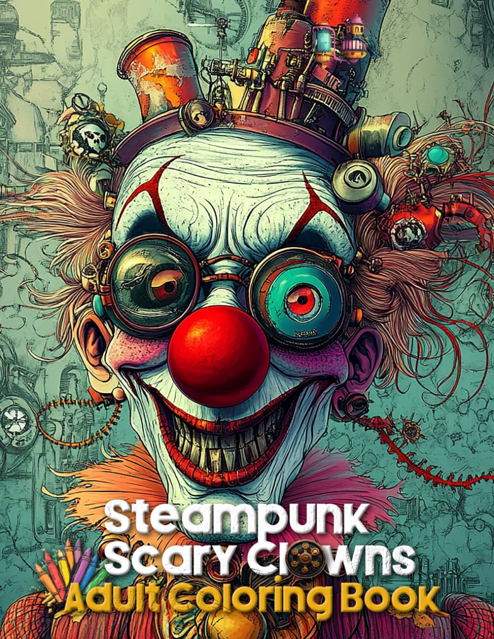 Steampunk Scary Clowns Adult Coloring Book: Explore the Dark and Intricate World of Steampunk Clowns