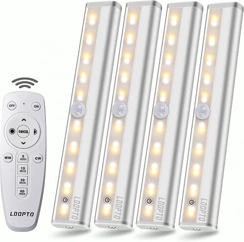 LDOPTO Under Cabinet Lights Wireless with Remote Control Dimmable Battery