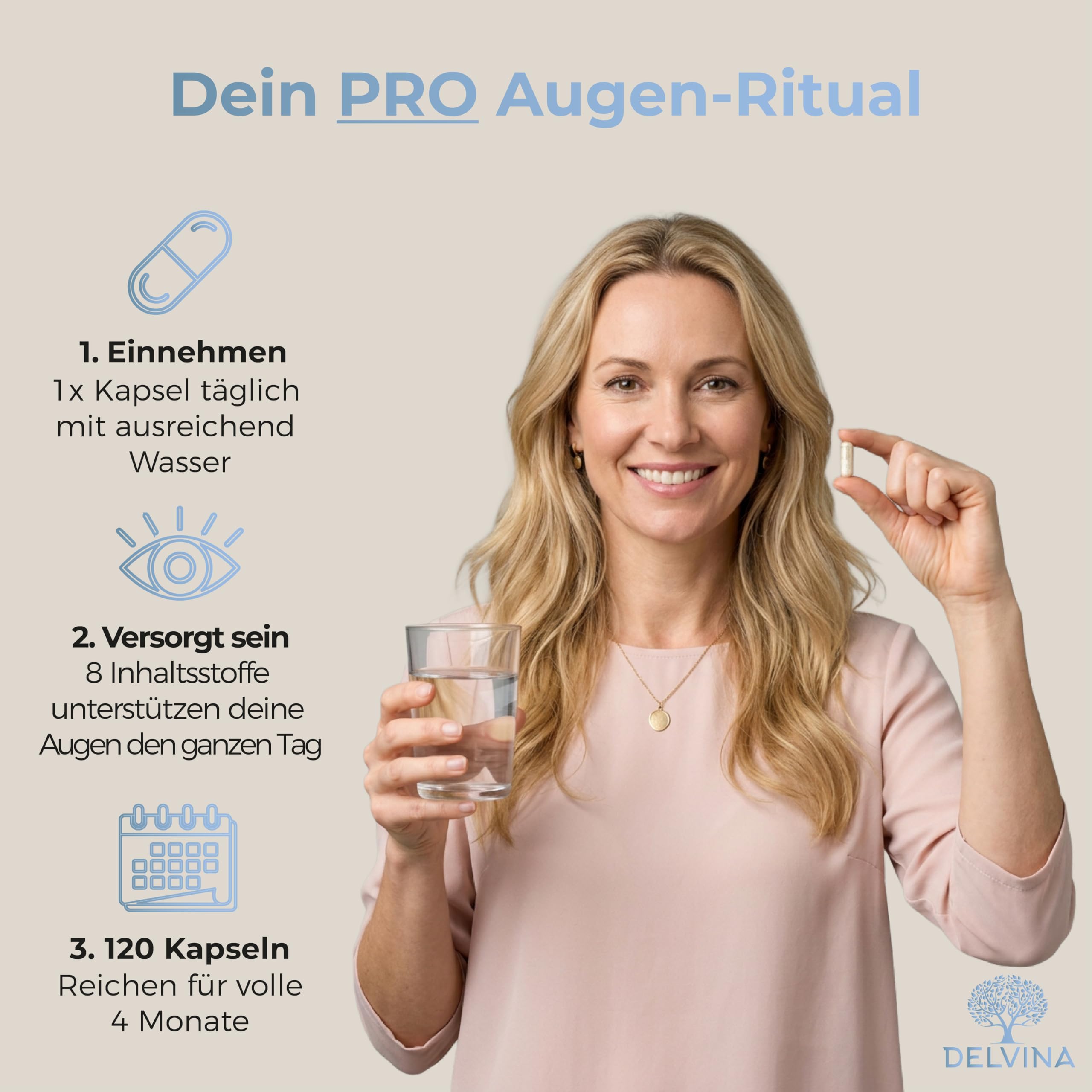 Augen Komplex PRO - Augenvitamine mit Lutein, Zeaxanthin, Anthocyanidine (Heidelbeere) & Vitamin A, E, B2 & Zink - 120 Augen Kapseln für 4 Monate - Vegan, Hochdosiert, 100% Natürlich