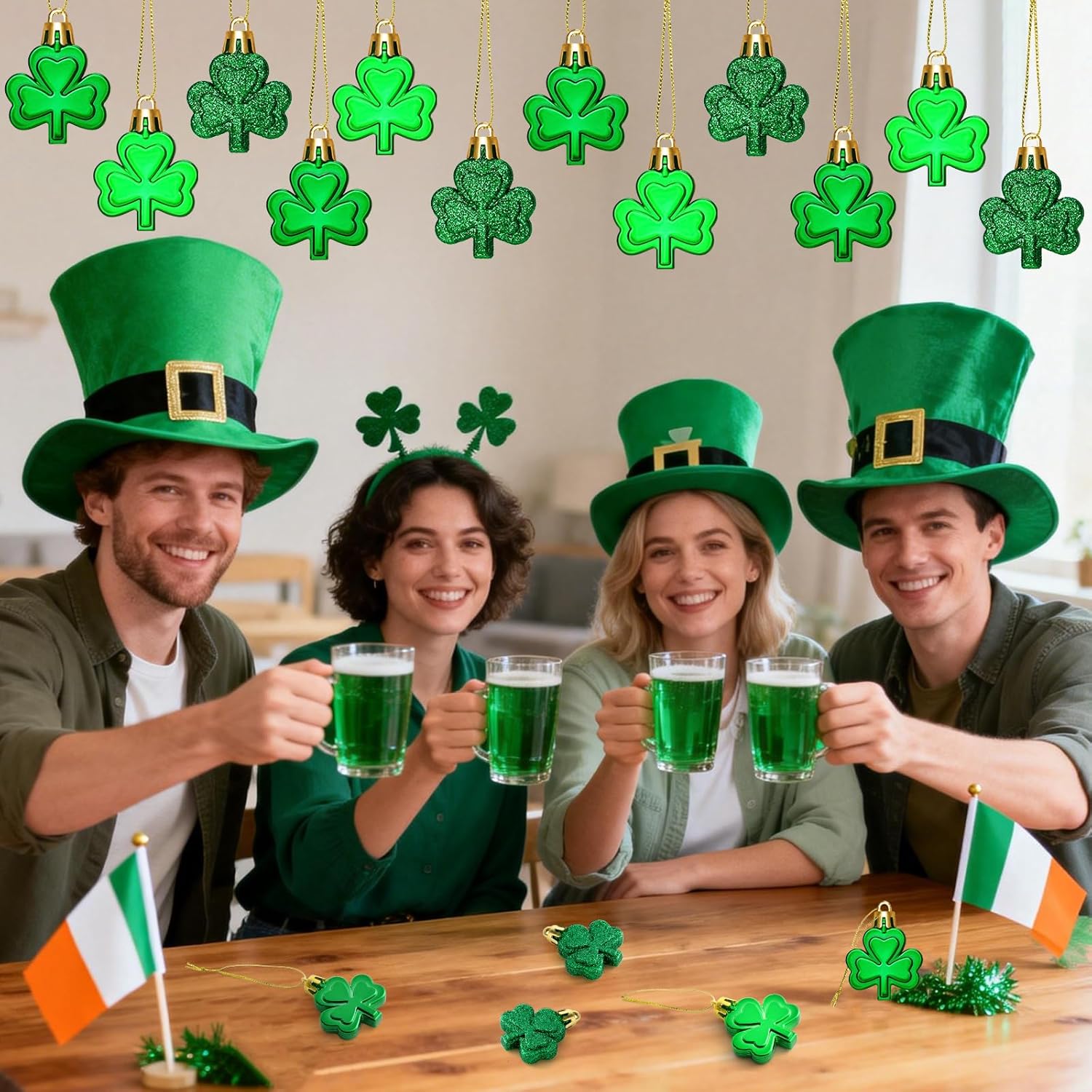 36Pcs St Patricks Day Decorations St Patricks Day Decor Shamrock Ornaments Hanging Tree Decorations Spring Lucky Irish Day Home Table Tree Party - Image 5