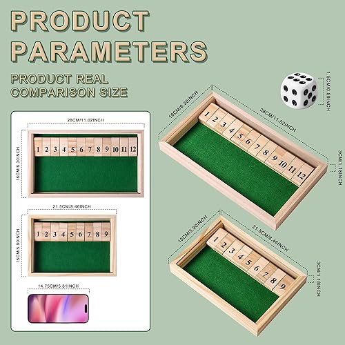 Miniatura 2 de Juego de dados Shut The Box, juegos de mesa de madera para 2 personas competitivos, barra tradicional, viajes, familia, matemáticas divertidas