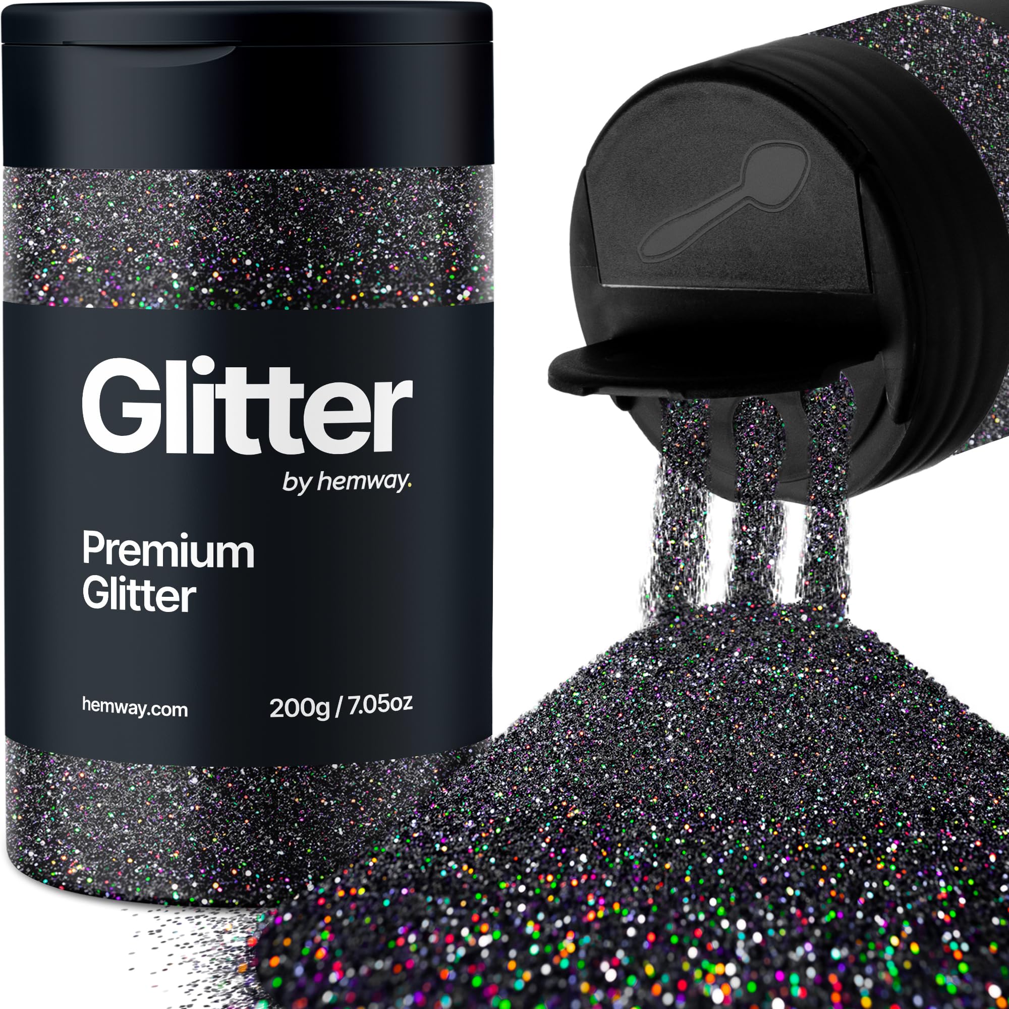 Hemway Black Holographic Glitter Shaker