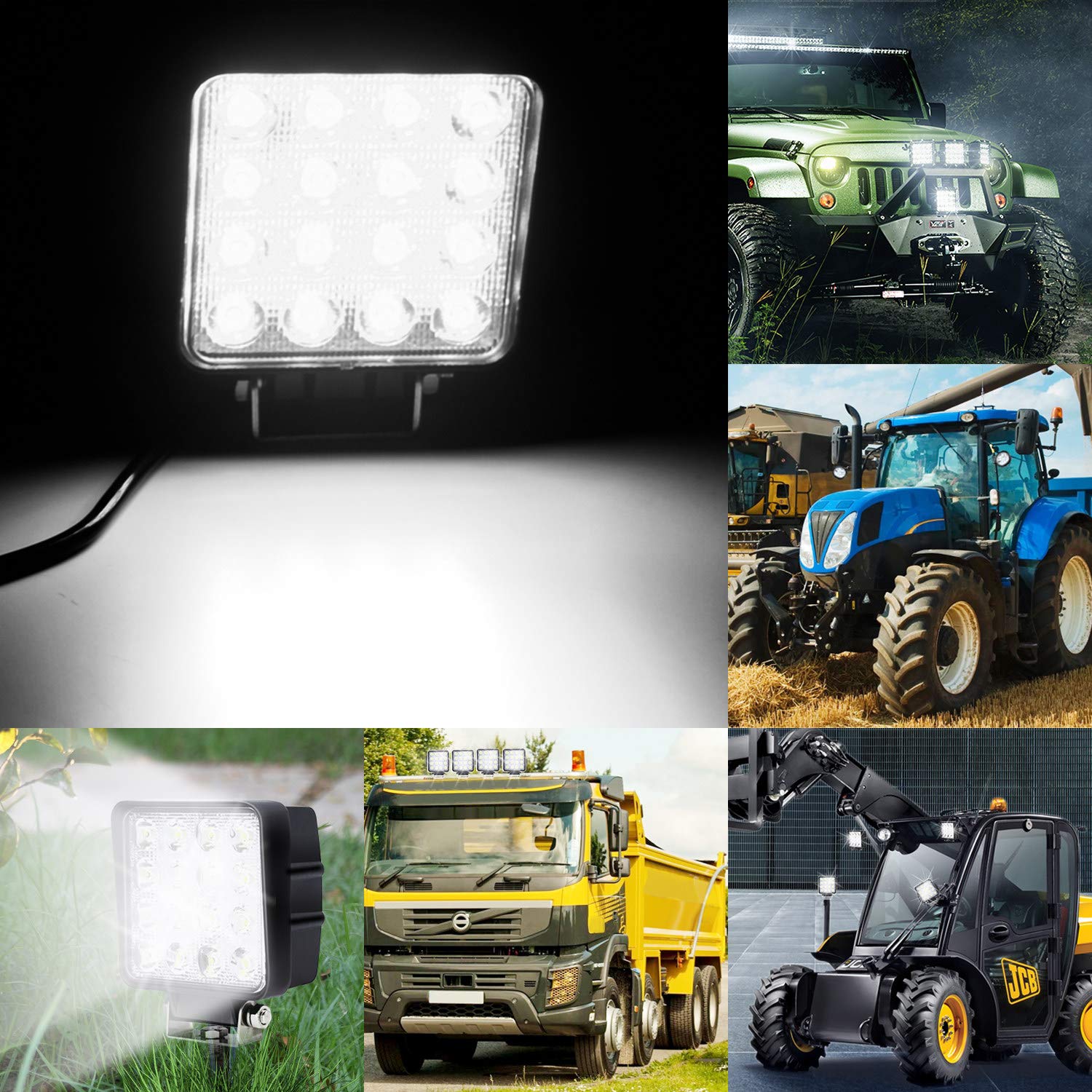 Sonnewelt 48W Faro de Trabajo, Focos LED Tractor 12V- 24V, Faros adicionales Offroad, IP67 Impermeable Luz antiniebla para Focos de Coche para SUV, ATV, UTV, Off-Road, Camión, Moto, Barco (10 piezas)