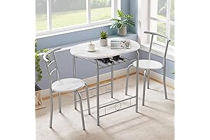 VECELO Table with 2 Chairs for Small Spaces