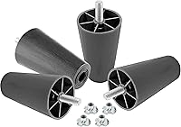 Vista 3 de 4 patas de sofá negras, patas cónicas de muebles de 4 pulgadas, patas de sofá de plástico con pernos de suspensión M8 para sofá, tocador, armario