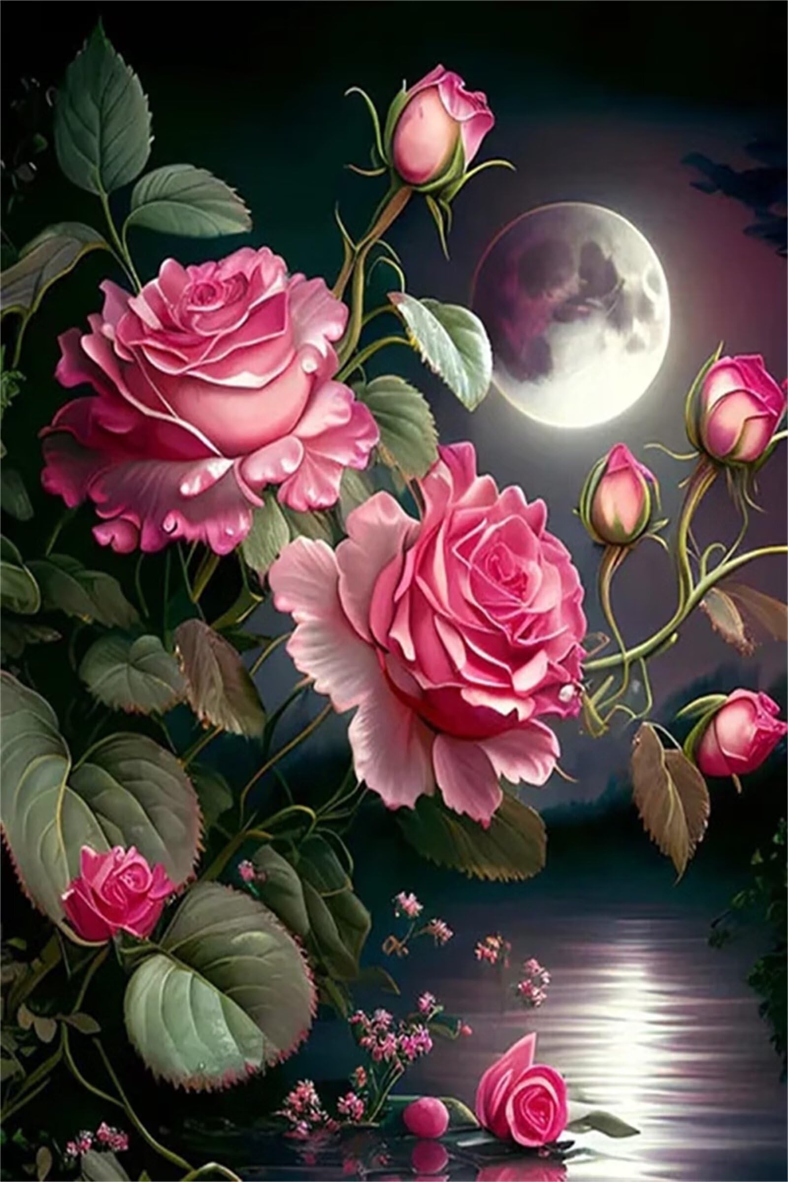 Diamond Painting Adulte Fleur de Lune Kit Complet 5D G-305 Broderie Diamant Cristal 100x150cm