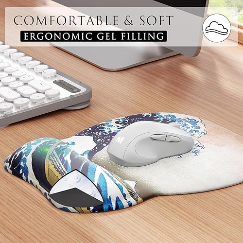 Miniatura 51 de MROCO Alfombrilla ergonómica para mouse con reposamuñecas de gel, cómoda alfombrilla de mouse con superficie de soporte de muñeca suave y base
