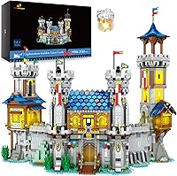 Vista 1 de JMBricklayer Juego de construcción de castillo medieval para adultos, ideas de modelo de casa, juego de construcción con luz LED, coleccionable